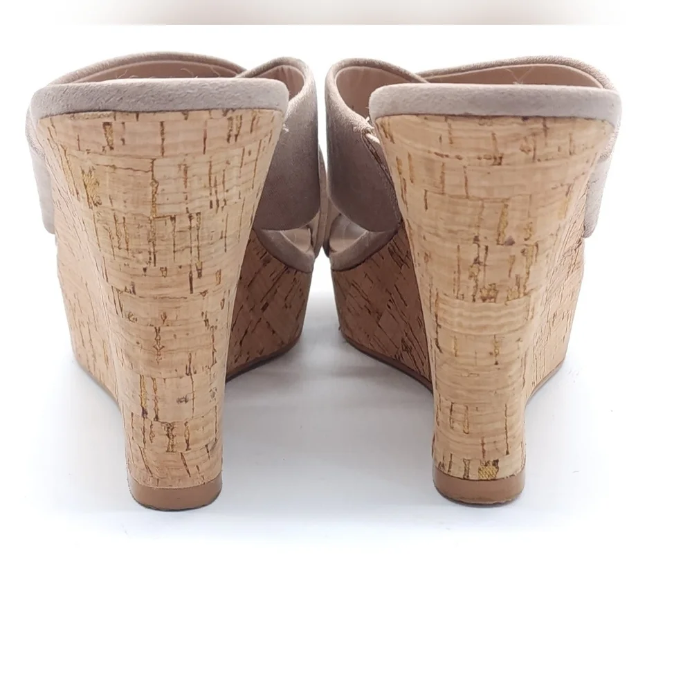 Charles David Latrice Wedge Sandal Nuetral Slip On Women's Size 9